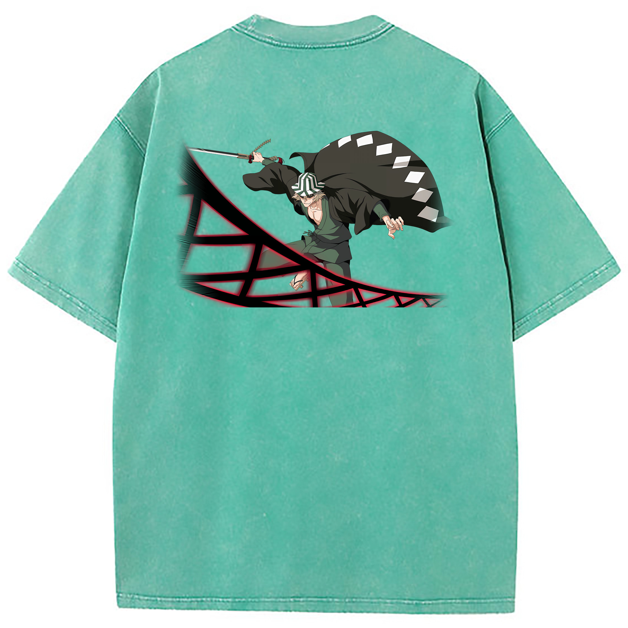 （画像用） "ブリーチ 浦原 喜助（うらはら きすけ） BLEACH Urahara Kisuke " 綿100% ヴィンテージ風 半袖Tシャツ（背面プリント）